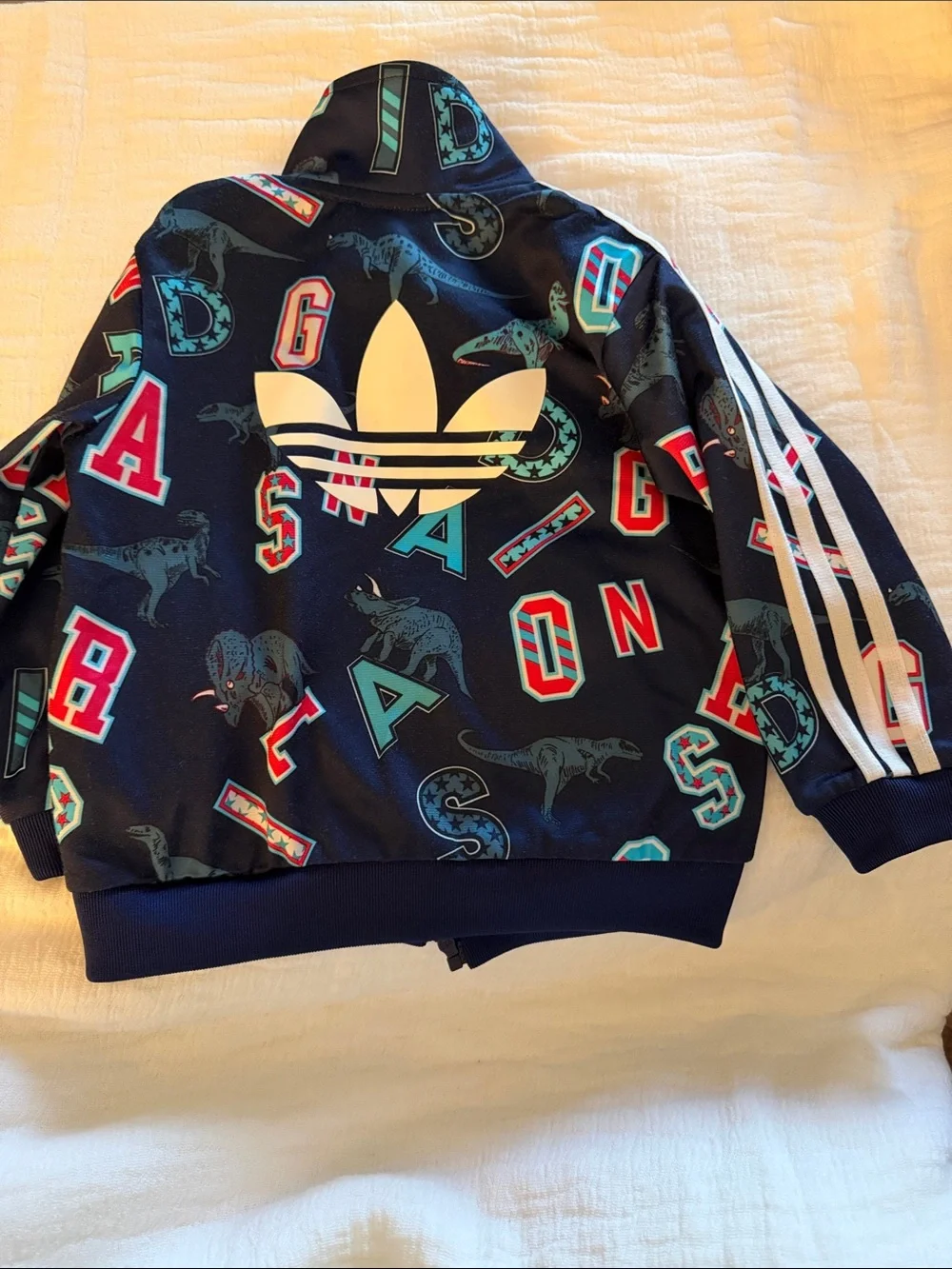 ADIDAS Track Jacket with Dinosaurs Jurassic Park- EUC- Girls/Boys 12Months